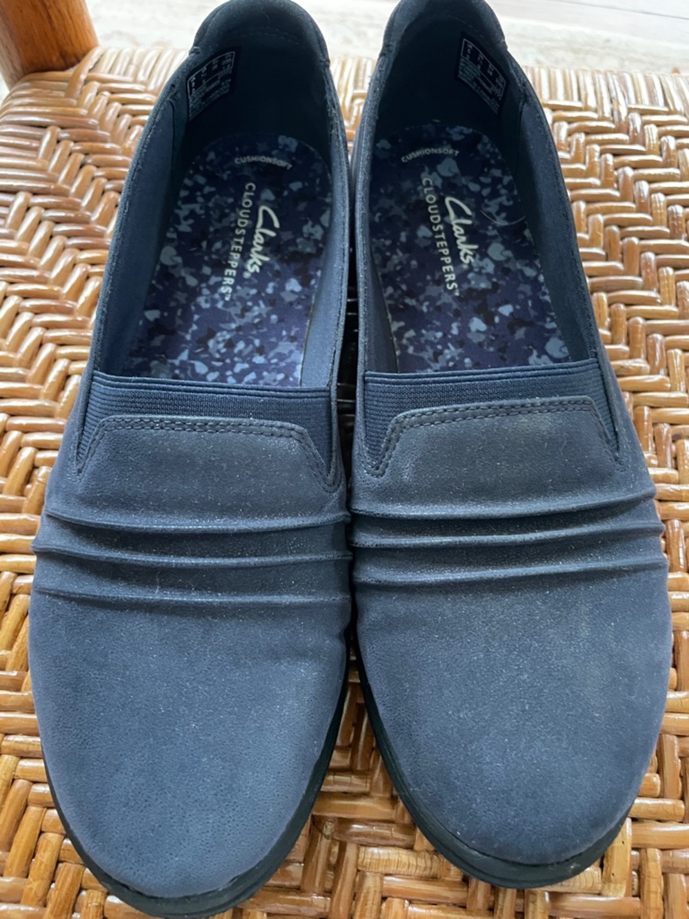 Clarks Blue Slip-On Cloudsteppers with Patterned Insole 7.5